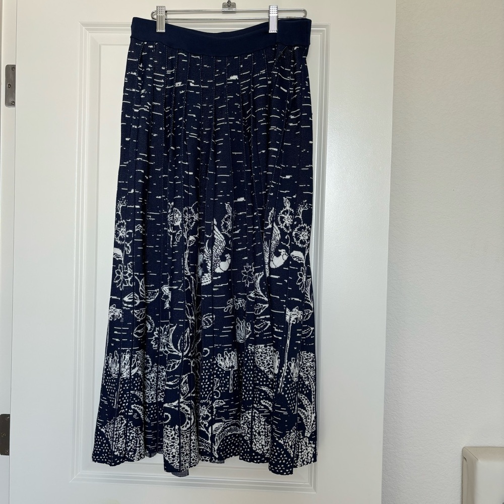 Anthropologie Haven Pleated Knit Midi Skirt size L